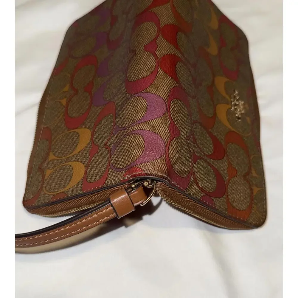 Coach Large Phone Wallet In Rainbow Signature Canvas C1872 - Picture 5 of 9